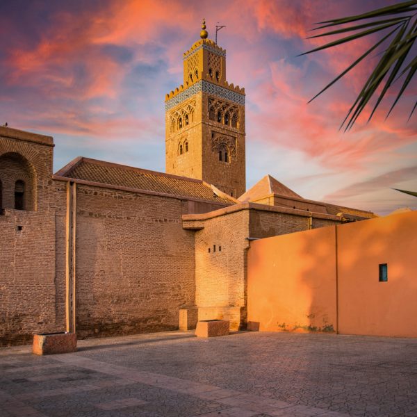 Koutoubia Mosque in Marrakesh,Morocco. Beautiful Sunlight at Sunset.