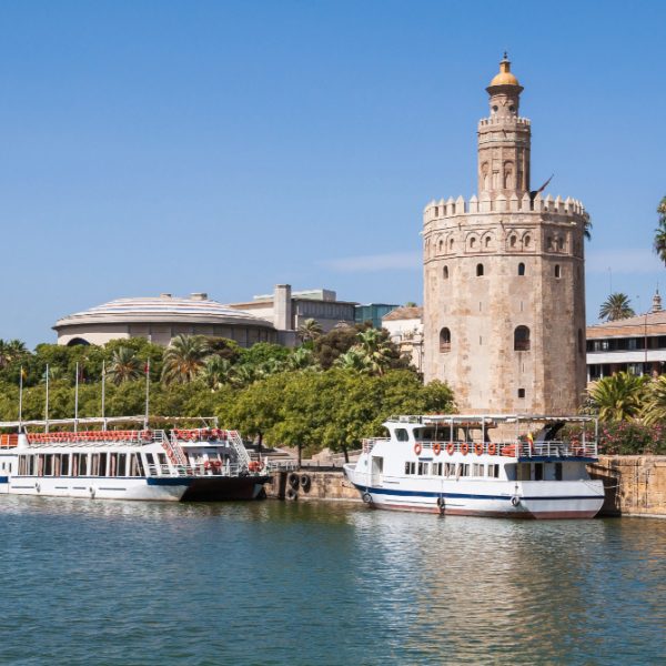 Torre del Oro (Tower of Gold) seen from the Guadalquivir River in Seville, Spain